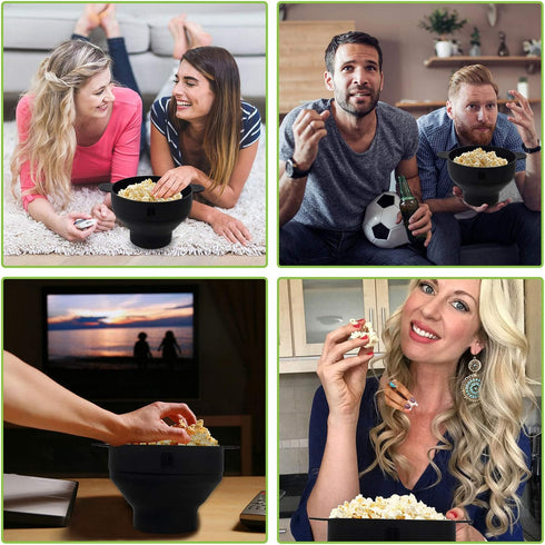 MMUGOOLER Original Microwave Popcorn Popper Silicone Popcorn Maker, Collapsible Bowl with Lid BPA Free and Dishwasher Safe, Quick & Easy(Black)...