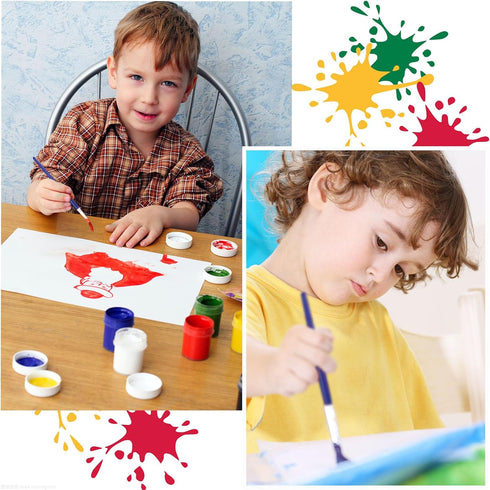 20 PCS Small Kids Paint Brushes 4.1 Inch Flat Tip Paint Brushes with Round Acrylic Paint Brushes Set Craft Brushes for Detail Painting Kids Classr...