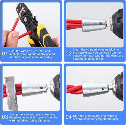 1.5-6 Square Electric Wire Twisting Tools 6mm Hexagonal Handle Electrician Quickly Cable Twisters for Hand Drill Power Drill Electric Wrench...