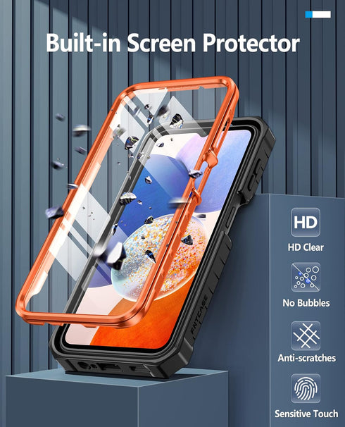 FNTCASE for Samsung Galaxy A14-5G Case: Dual-Layer Protective Textured Shockproof Rugged TPU Cover with Kickstand | Military Grade Drop Protection...