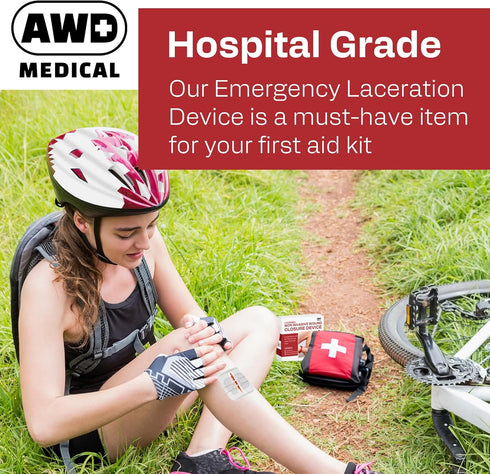 AWD Zip Stitch Wound Closure Strips - 2 Zipstitch Devices, 2 Sterile Gauzes, 2 Alcohol Wipes - Emergency Laceration Device for Cuts Without Stitch...