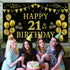 Trgowaul 21st Birthday Decorations for her him, Men Women Black Gold 21st Birthday Backdrop Banner, 21 Years Old Party Supplies Photography Backgr...