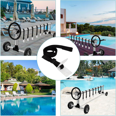 24pcs Solar Cover Reel Attachment Kit for In-Ground Swimming Pool, Including 8pcs Pool Solar Blanket Straps with Fastener Tabs & 8pcs Cord Plates ...