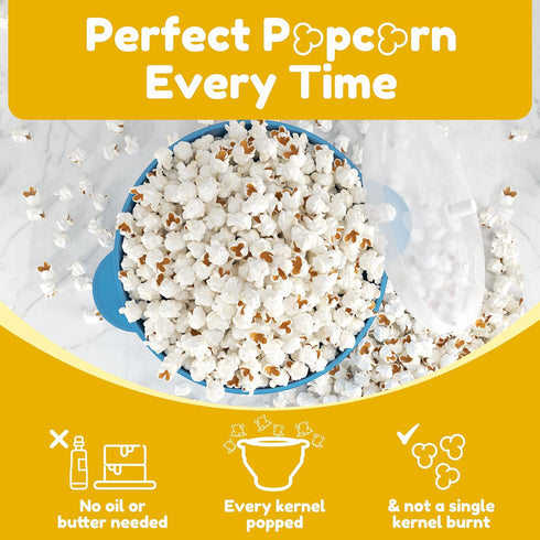 POPCO Popcorn Popper Microwave Collapsible - Large Microwave Popcorn Maker with Handles - Dishwasher Safe Silicone Pop Corn Bowl - Ideal for Quick...