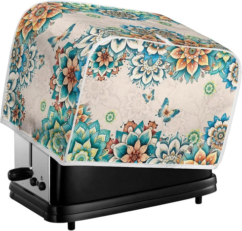 4 Slice Toaster Covers Boho Butterfly Print Bread Toaster Cover Anti-Sputtering Toaster Dust Cover, Washable Kitchen Appliance Protector, Green an...
