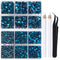 LPBeads 6400 Pieces Hotfix Rhinestones Blue Zircon Flat Back 5 Mixed Sizes Crystal Round Glass Gems with Tweezers and Picking Rhinestones Pen...