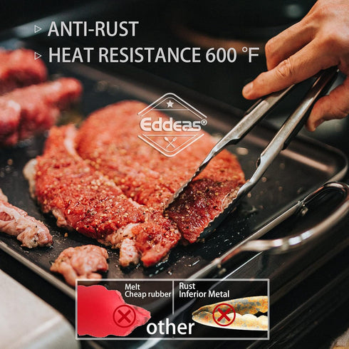 Tongs For Cooking - Heat Resistant 600 Degrees Stainless Steel Kitchen Tong,Heavy Duty Metal Locking Tongs - Perfect for Food,Salad and BBQ set of...
