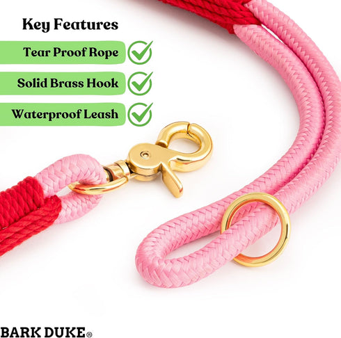 5FT Baby Pink Marine Dog Leash - Durable Brass Hook, Indestructible Braided Rope, Ideal for Puppies, Small, Medium, Large Dogs...