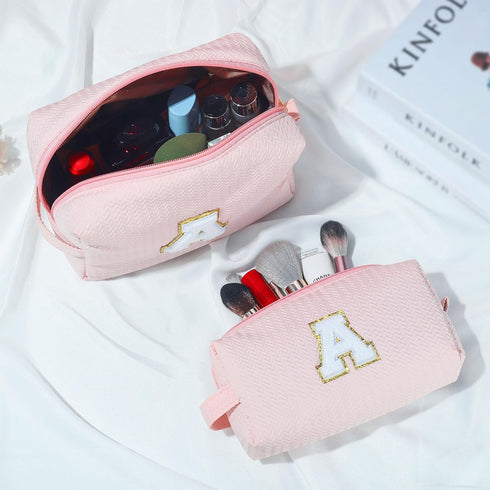 Birthday Gifts for Women Her, Initial D Travel Cute Makeup Bag Large Capacity Make Up Bag Cosmetic Bag for Women Toiletry Bag Skincare For Teens P...