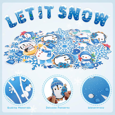 Winter Bulletin Board Decorations for Classroom, Christmas Winter Classroom Decorations with Snowflake Snowman Penguin Cutouts for School Home Cha...