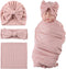 OMUKY Newborn Receiving Blanket Bow Headband and Beanie Set Baby Swaddle Receiving Blankets Baby Boy Girls Nursery Swaddle Wrap(Pink)...