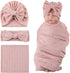 OMUKY Newborn Receiving Blanket Bow Headband and Beanie Set Baby Swaddle Receiving Blankets Baby Boy Girls Nursery Swaddle Wrap(Pink)...