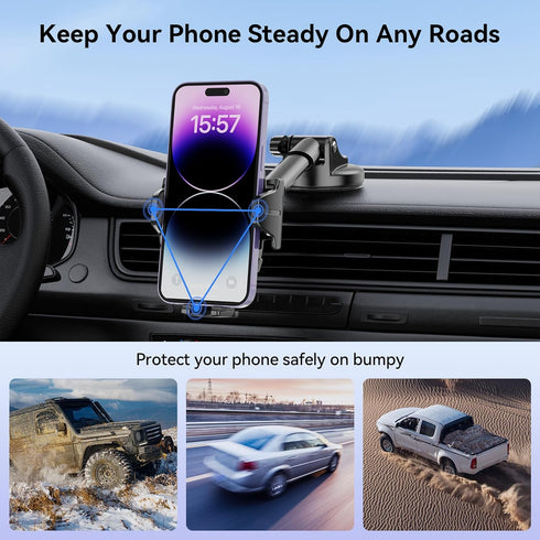 HHJ Phone Holders for Your Car,2-in-1 Car Phone Holder Mount, Car Dashboard Windshield Air Vent Hands-Free Car Phone Holders for iPhone All Phones...