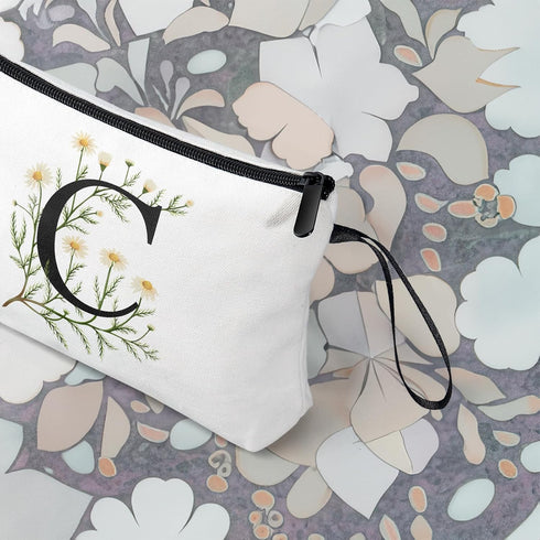 Initial Letter Bag Letter Makeup Bag for Women Initial Cosmetic Bag A-Z Personalized Makeup Bag Travel Makeup Bag,Initial Cosmetic Bag Gifts (whit...
