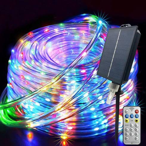Solar String Lights Outdoor Waterproof LED,66ft 200 LED Rope Lights Solar Powered,8 Modes Multicolor Fairy Lights with Remote for Christmas Garden...