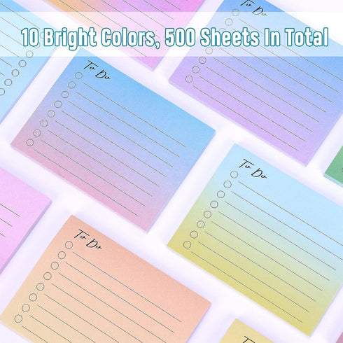 EOOUT 10 Pack Lined Sticky Notes, 500 Sheets to Do List Sticky Notes with Line, 3x4 Inches Self-Stick Notes, Square Sticky Notes for Office, Home,...