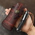 Omesio Pocket Knife Sheath Big (L), 5.28" (for <13.41cm knife) Leather Knife Sheaths for Belt, Horizontal Knife Sheath for Belt Sideways, Brown Le...