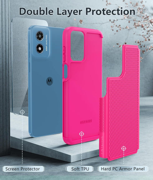 FNTCASE for Motorola Moto G-Play-2024 Case: Dual Layer Protective Heavy Duty Cell Phone Cover Shockproof Rugged with Non Slip Textured Back - Mili...