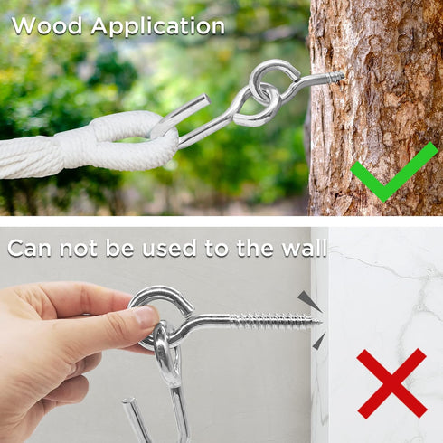 Hammock Hooks & Hangers,2 Packs,Galvanized,Heavy Duty Anti-Rust Steel Accessories,Eye Bolt Screws Hanging Kit Hardware for Trees,Yoga Hammocks,Swi...
