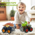 Oriate Dinosaur Monster Truck Triceratops and Carnotaurus Car Toys for Kids 3-5, Dino Stunt Race Push and Go Car, Outdoor Toys for Toddlers Boys G...