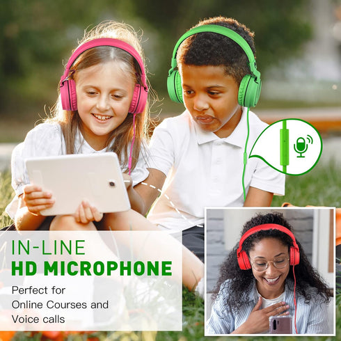 rockpapa 950 Wired Headphones for Kids Girls Boys for School Classroom with Microphone, On-Ear Foldable Corded Headphones with Jack 3.5mm for Lapt...
