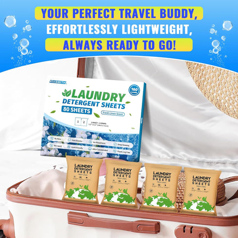 FIXSMITH Laundry Detergent Sheets - 160 Loads (80 Sheets) Fresh Linen Scent - Hypoallergenic,Eco Friendly Laundry Detergent Strips Ultra-Concentra...