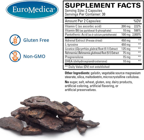 Euromedica Adrenaplex - 60 Capsules - Adrenal Gland Function Supplement - Supports Healthy Adrenal Gland Function & Balanced Mood - 30 Servings...