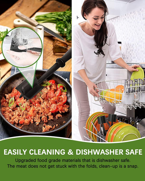 Upgrade Meat Chopper, Heat Resistant Meat Masher for Hamburger, Ground Beef Smasher, Nylon Hamburger Grinder Utensil for Ground Beef, Non Stick Mi...