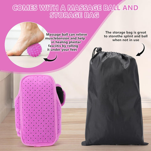 Plantar Fasciitis Night Splint, Upgraded Plantar Fasciitis Relief Braces with Massage Ball and Storage Bag for Women Men, Ankle Brace Arch Support...