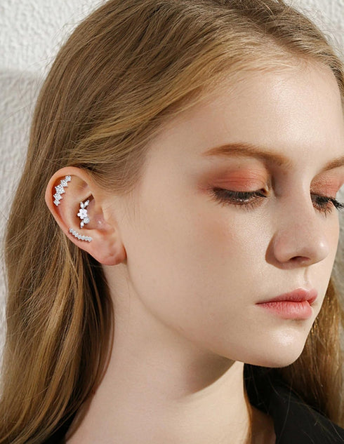 10Pcs 16G G23 Titanium Cartilage Earrings Stud Opal CZ Flower Star Leaf Ball Flat Back Labret Studs Conch Helix Tragus Daith Piercing Jewelry Sets...