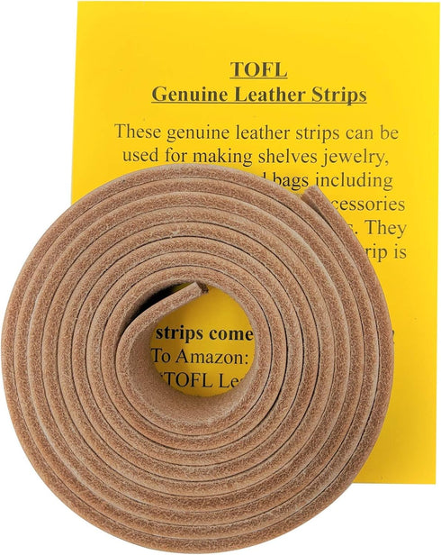 TOFL Genuine Top-Grain Leather Strap 72 Inches Long 7/8 Inch Wide 1/8 Inch Thick (7-8 oz) 1 Leather Strip for DIY Natural...