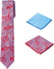 Men's Woven Paisley Regular Length Neck Tie with 2 Handkerchief Pocket Squares Hanky Set - Red Light Blue Wine...