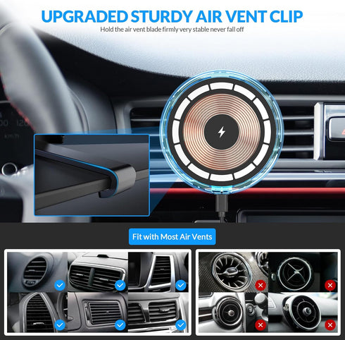 C25 Wireless Magnetic Car Charger for iPhone 15/14/13/12 Series, Upgraded Car Phone Holder Auto-Alignment,Fast Charging Air Vent Mount (Blue)......