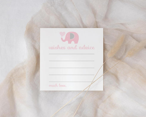 Pink Elephant Advice Cards (25 Pack) Fun Baby Shower Game - Best Wishes for New Parents - Unique Guest Book Alternative for Graduations, Birthdays...