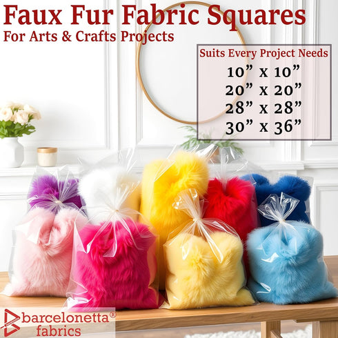 Barcelonetta Faux Fur Fabric | Pre-Cut Fur Squares for Sewing, DIY Crafts, Costumes, Upholstery | Soft, Vegan Faux Fur | Material for Plush Toy Pr...
