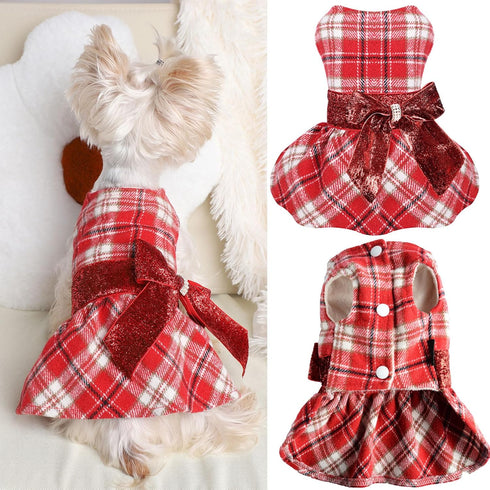 Dog Sweater Dress, Winter Fall Puppy Clothes for Small Dogs Girl, Fleece Small Dog Sweaters for Chihuahua Yorkie Teacup, Dog Sweaters for Small Do...