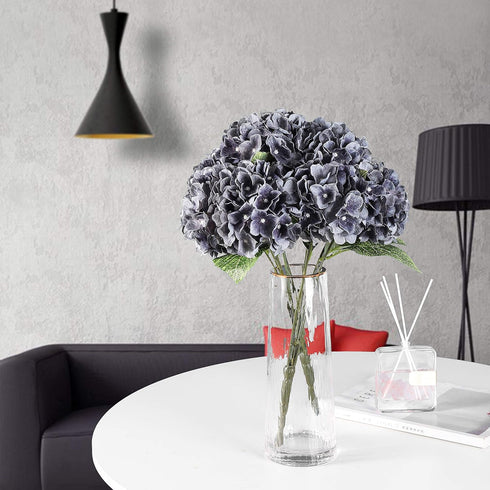 Jim's Cabin Artificial Flowers Silk Hydrangea Flowers with 5 Big Heads Fake Flower Bunch Bouquet for Home Wedding Party Decor DIY(Gray)...