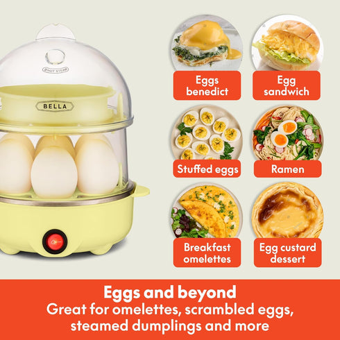 bella Rapid Electric Egg Cooker and Poacher with Auto Shut Off for Omelet, Soft, Medium and Hard Boiled Eggs, 14 Egg Capacity Tray, Double Stack, ...