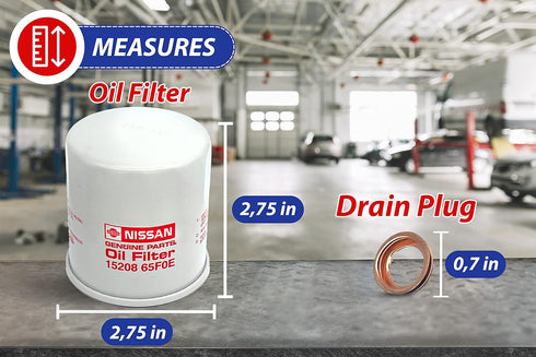 Pack of NEW Genuine OEM Engine Oil Filter 15208-65F0E + Drain Plug 4STEED MOTORS 11026-JA00A Fit For Nissan/Infiniti 1520865F0E 11026JA00A...