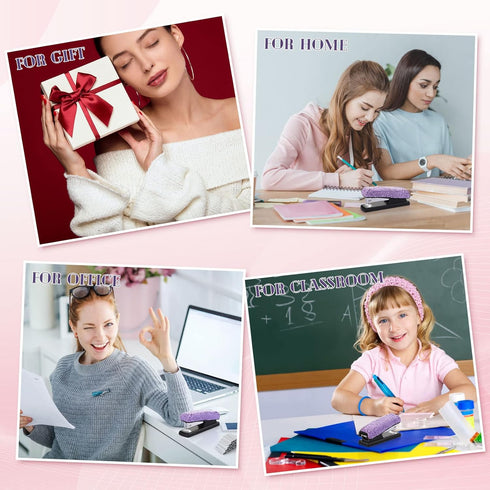 Bling Crystal Stapler Gift Sparkly Diamond Stapler for Desk Handmade Clay Rhinestone Machine Cute Stapler Pretty Office Stationery Kit Stylish Acc...