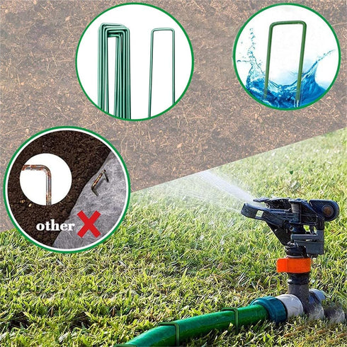 Garden Stakes Ground Staples Landscape Securing Anchor Pegs Gardening Pins Spikes for Lawn Farm Weed Barrier Grass Fabric 10 PCS...