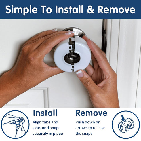 4-Pack Childproof Door Knob Covers - Easy to Install Child Safety Door Knob Cover with No Tools Needed - Reusable, White Baby Proof Door Knob Cove...