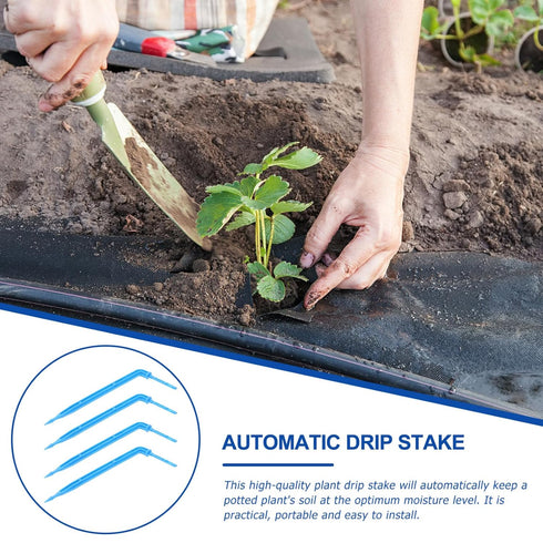 100pcs Automatic Drip Irrigation System Automatic Drip Waterer Dripper Drop Blue Dripping Water Drip Emitter Stakes Automatic Drip Irrigation...