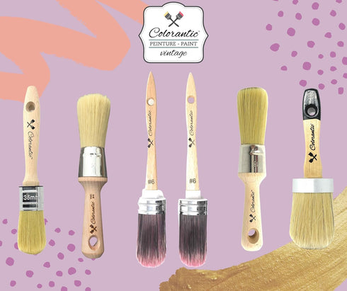 Colorantic | Furniture Round Oval Chalk and Wax Brush Brushes | Natural Bristles DIY Art and Craft Home Decor (Oval Natural European)...