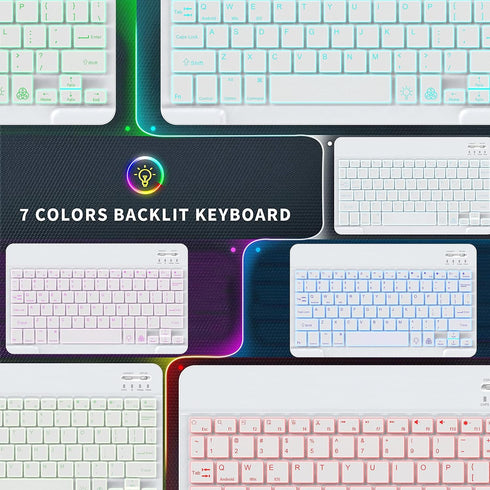Backlit Bluetooth Keyboard Small Portable External Wireless Keyboard Cordless Rechargeable Illuminated for Android Tablet Cell Phone Smartphone iP...