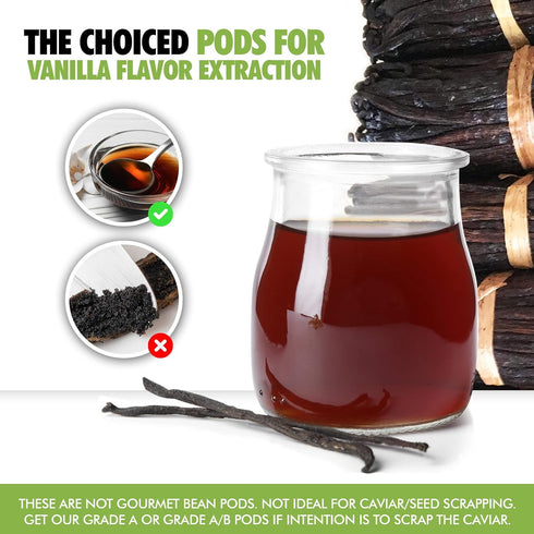 20 Organic Madagascar Vanilla Beans Grade B. Certified USDA Organic. 5"-7"by FITNCLEAN VANILLA for Extract, Paste, Cooking, Baking. Whole Bourbon ...