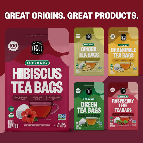 FGO Organic Hibiscus Tea, 100 Count, Eco-Conscious Tea Bags, Caffeine Free, Packaging May Vary (Pack of 1)...