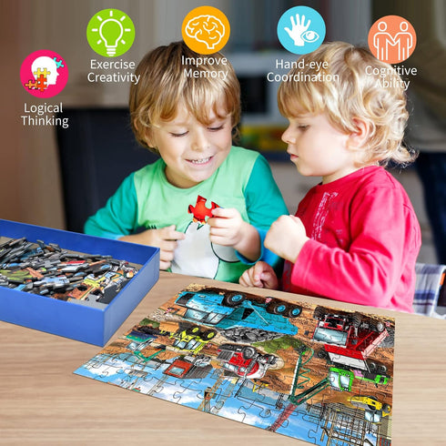 HUADADA Puzzles for Kids Ages 4-8, Construction Vehicles 100 Piece Puzzles for Kids Educational Jigsaw Puzzles Toys Gift for Boys and Girls Age 4,...