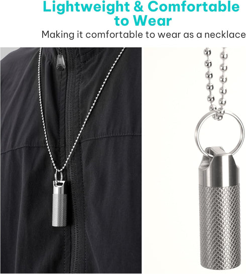 100% Waterproof Titanium Pill Box Keychain - TSA Approved, Strong and Heat Resistant, Travel Friendly | Fashion Necklace Design, Ultra Light and C...