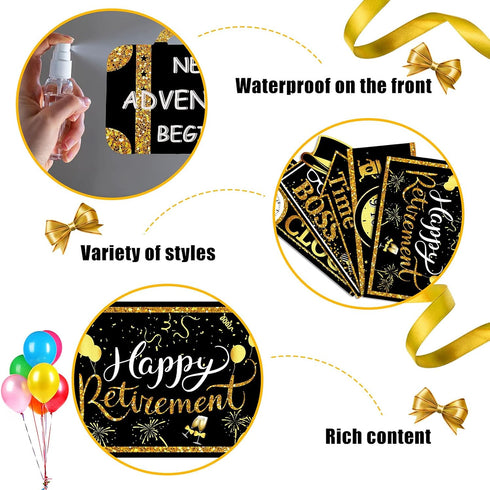 20 Pieces Retirement Party Decorations Happy Retirement banner Sign outdoor Retired Yard Directional Sign Supplies, 10 Styles(Black, Gold, White)...